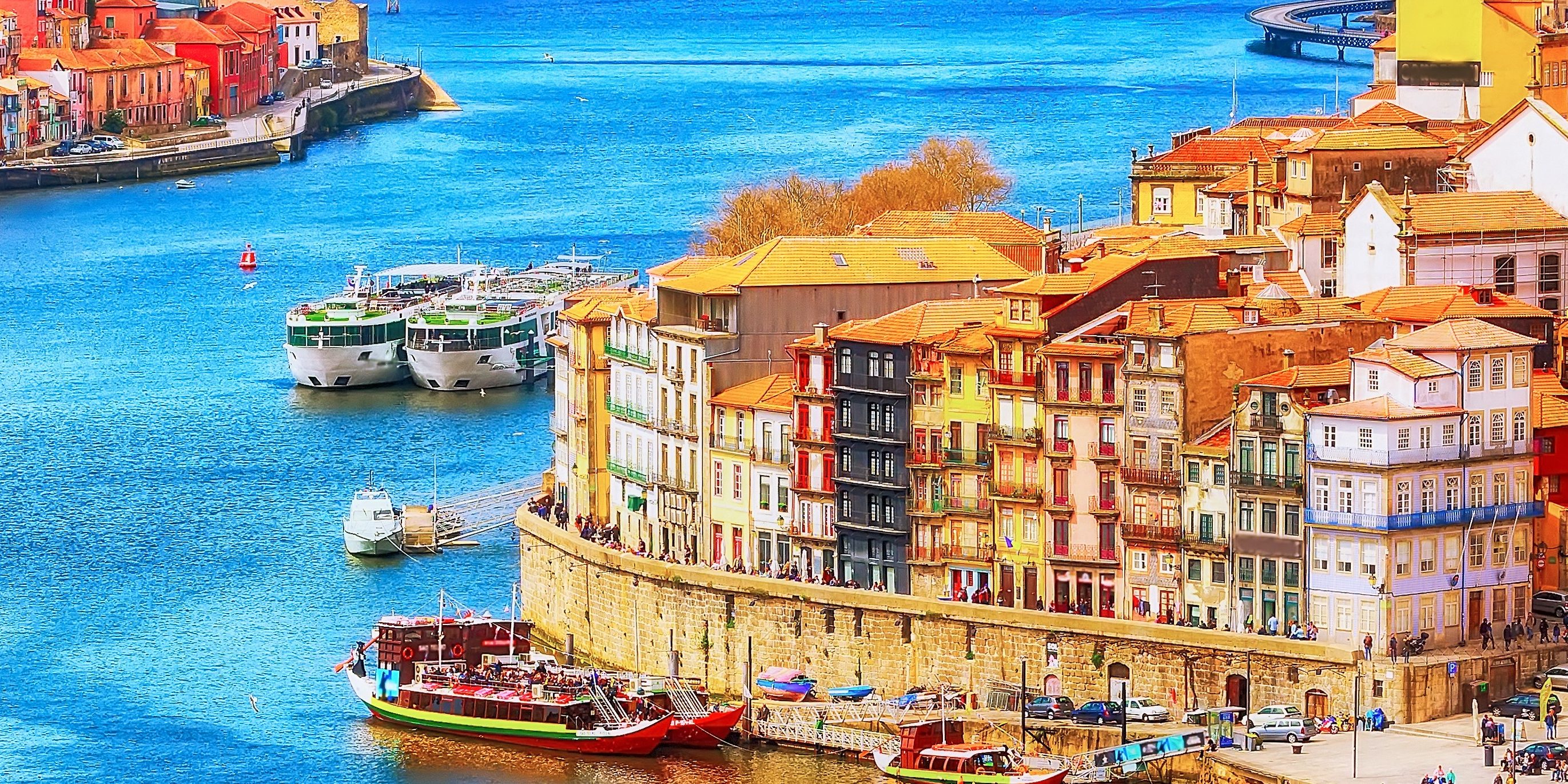 Porto, Portugal old town view with Douro river