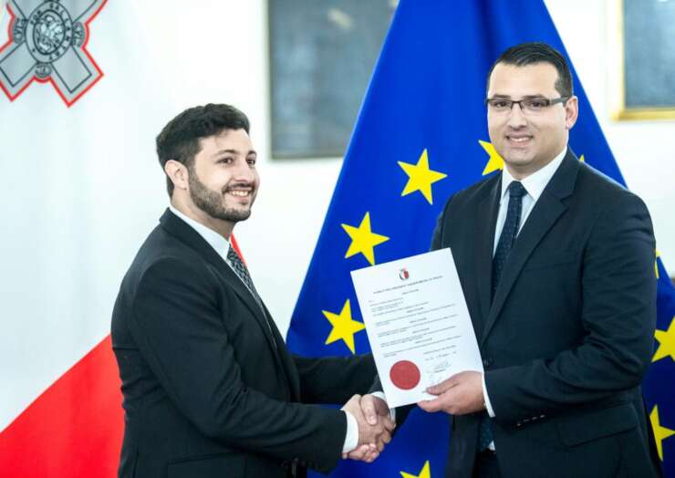 Dr. Aidan Cutajar Presented with Commissioner of Oaths Warrant