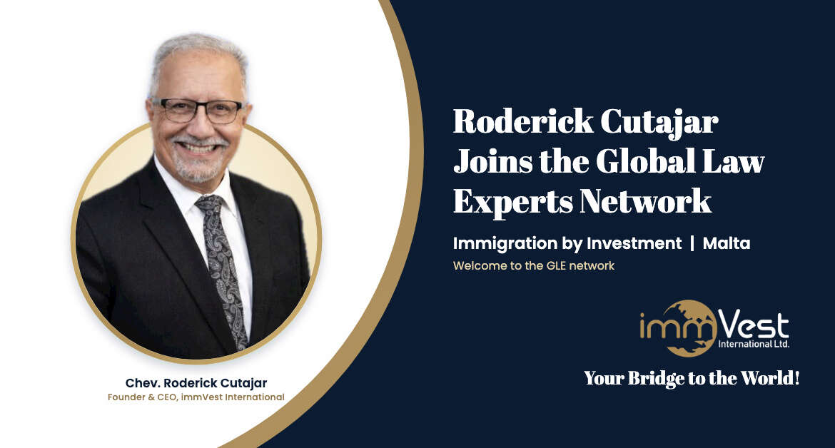 immVest CEO Roderick Cutajar Joins the Global Law Experts Network