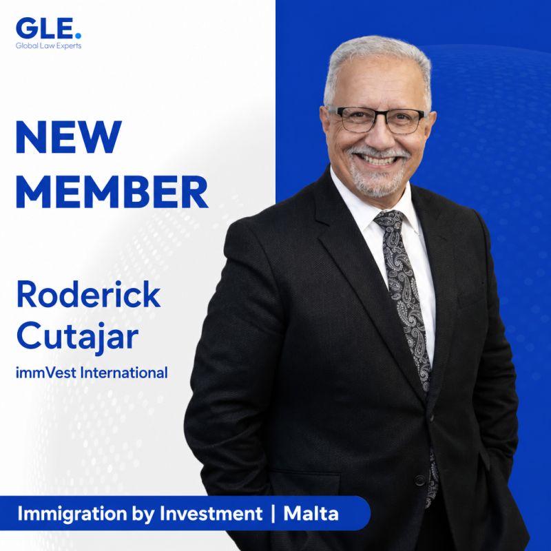 Global Law Experts new member announcement: Roderick Cutajar, immVest International, Immigration by Investment, Malta